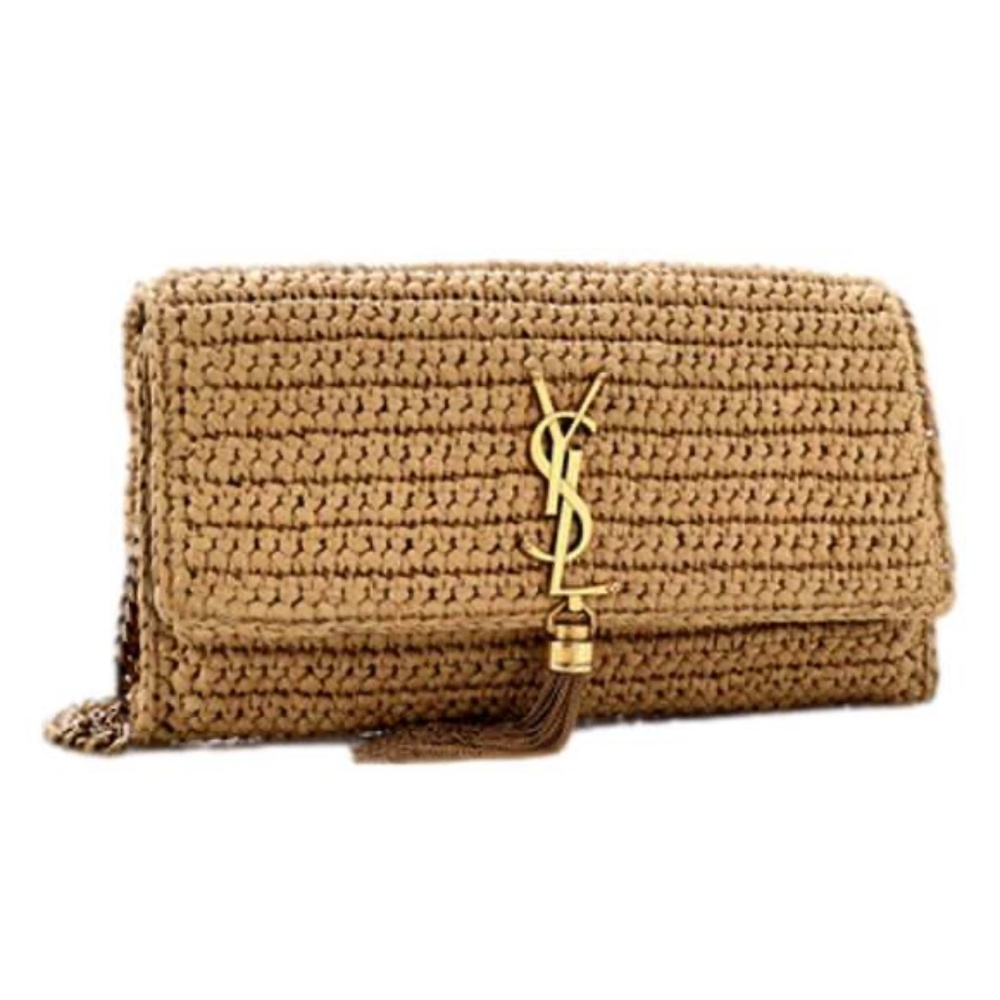 Saint Laurent  YSL Beige Raffia Woven Crossbody - Picture 2 of 6